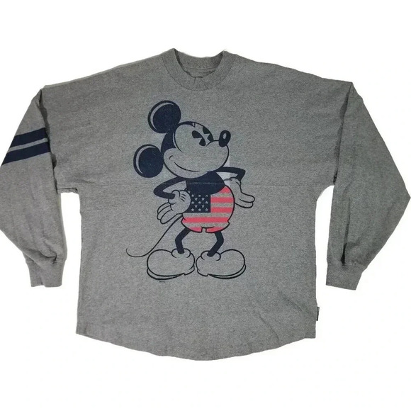 Disney Spirit Jersey MICKEY MOUSE - AMERICAN ORIGINAL - Gray Long Sleeve Shirt M - Picture 2 of 8
